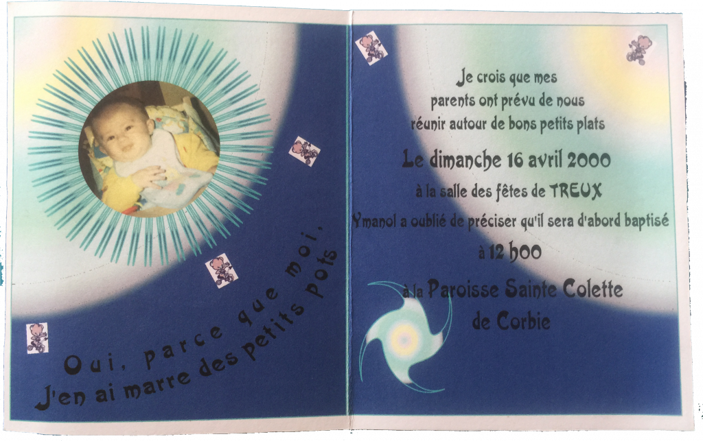 verso carte bapteme pot de bébé