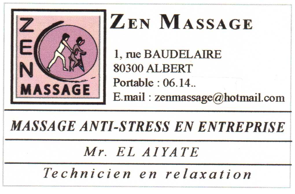 carte visite massage